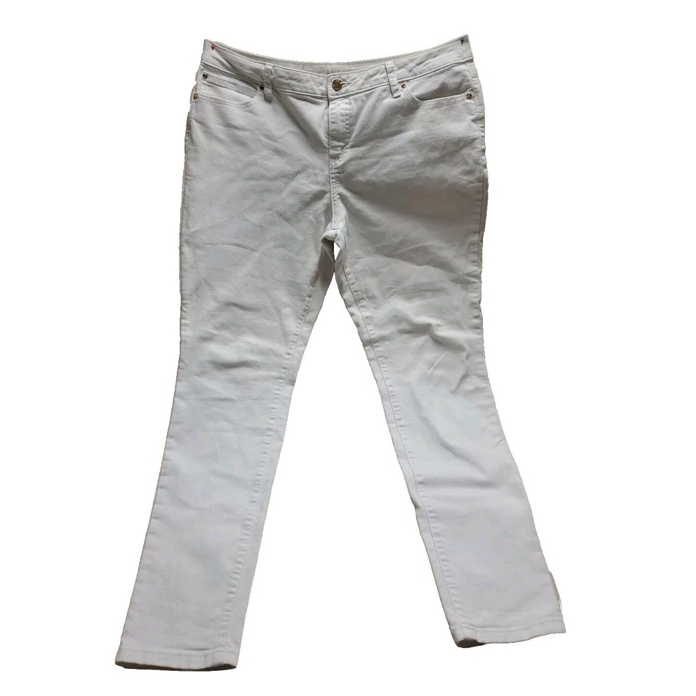 Jennifer Lopez Skinny Ankle Jeans, White  Size 14, 35W29L Med Rise Summer‎